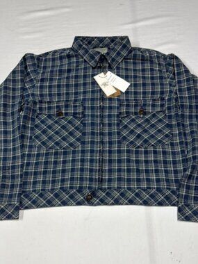 RRL Indigo Checked Linen-Cotton Jacket 55% Linen 45% cotton made in India
